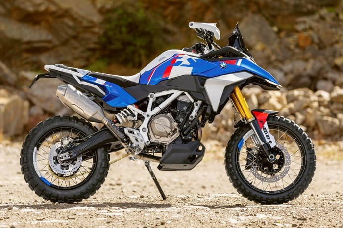 BMW Concept F 450 GS side profile static in field